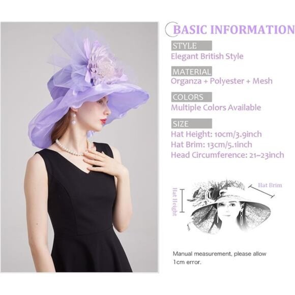 Women's Kentucky Derby Church Dress Hat 01-purple - Picture 2 of 7